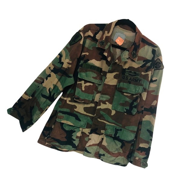 Military Surplus Other - Vintage Army Woodland Camo Combat Jacket 1986 1st Aviation Brigade Mens M